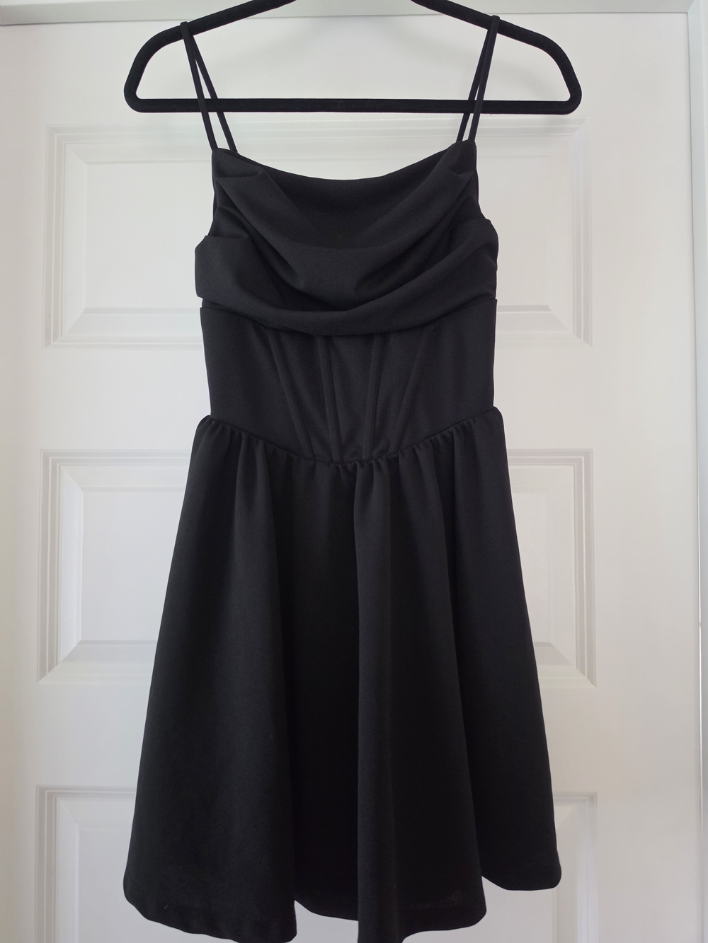 Classic Black Spaghetti Strap Fit-and-Flare Dress